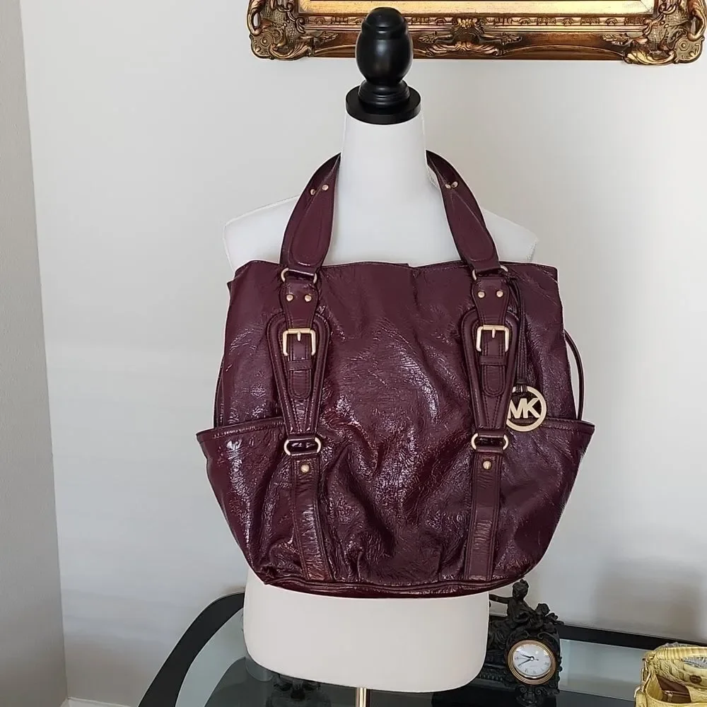 Michael Kors Burgundy Patent Leather Shoulder Bag